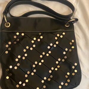 Aqua Madonna Black Quilted Crossbody Bag with Siver Studs